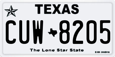 TX license plate CUW8205