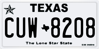 TX license plate CUW8208