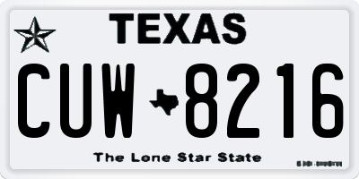 TX license plate CUW8216