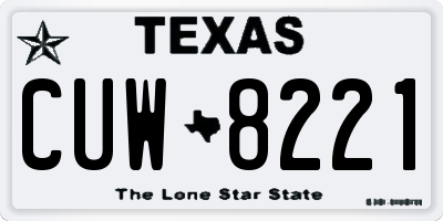 TX license plate CUW8221