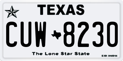 TX license plate CUW8230
