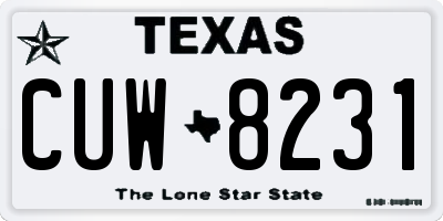 TX license plate CUW8231
