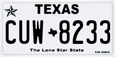 TX license plate CUW8233