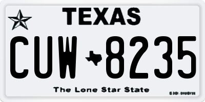 TX license plate CUW8235