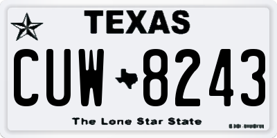 TX license plate CUW8243