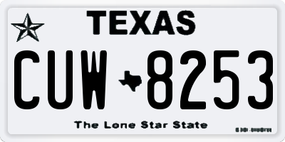 TX license plate CUW8253