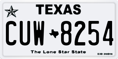 TX license plate CUW8254