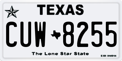 TX license plate CUW8255
