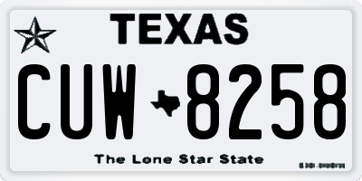 TX license plate CUW8258