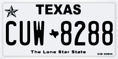 TX license plate CUW8288