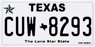 TX license plate CUW8293