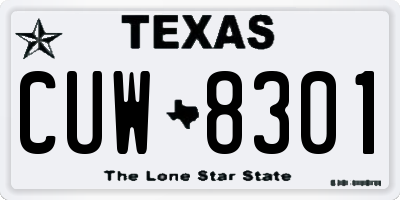 TX license plate CUW8301