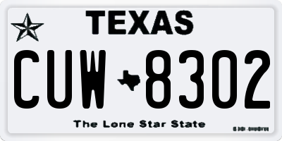 TX license plate CUW8302