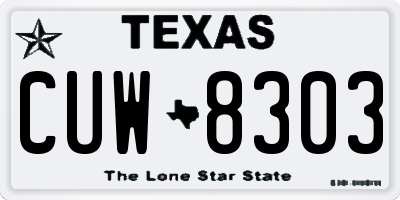 TX license plate CUW8303