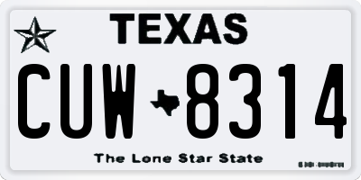 TX license plate CUW8314