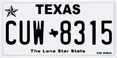 TX license plate CUW8315