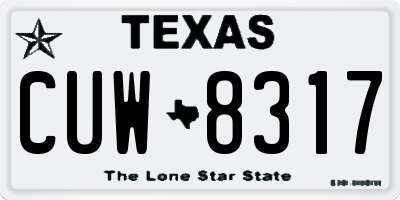 TX license plate CUW8317