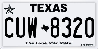 TX license plate CUW8320