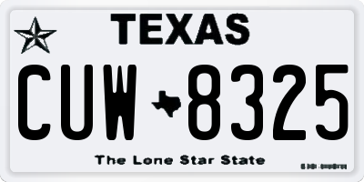 TX license plate CUW8325
