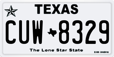 TX license plate CUW8329