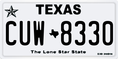 TX license plate CUW8330