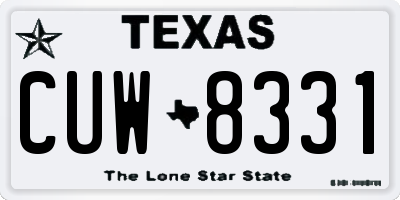 TX license plate CUW8331