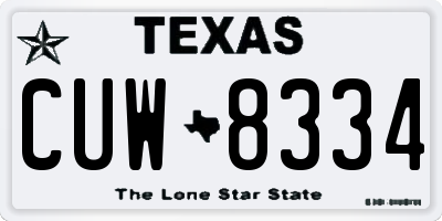TX license plate CUW8334