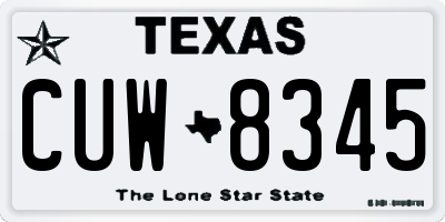 TX license plate CUW8345