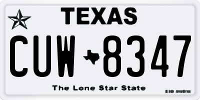 TX license plate CUW8347