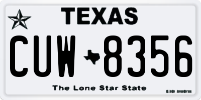 TX license plate CUW8356