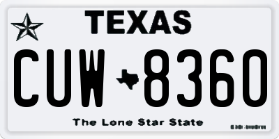 TX license plate CUW8360