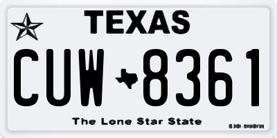 TX license plate CUW8361