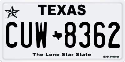 TX license plate CUW8362