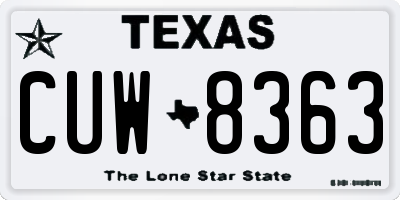 TX license plate CUW8363
