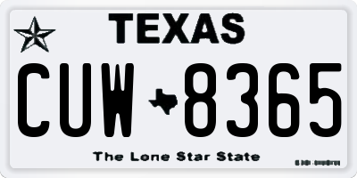 TX license plate CUW8365