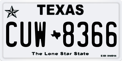 TX license plate CUW8366