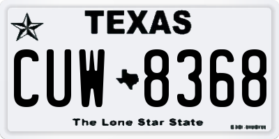 TX license plate CUW8368