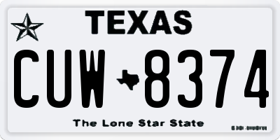 TX license plate CUW8374