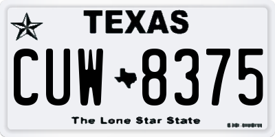 TX license plate CUW8375