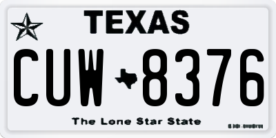 TX license plate CUW8376