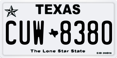 TX license plate CUW8380