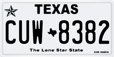 TX license plate CUW8382
