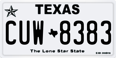 TX license plate CUW8383