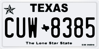 TX license plate CUW8385