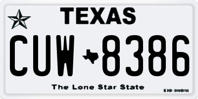 TX license plate CUW8386