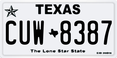 TX license plate CUW8387