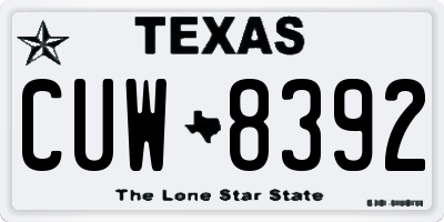 TX license plate CUW8392