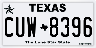 TX license plate CUW8396