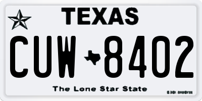 TX license plate CUW8402