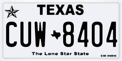 TX license plate CUW8404